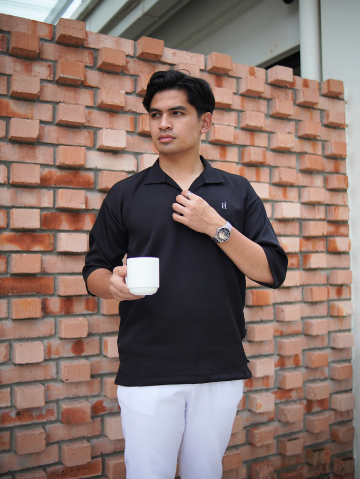 KURTA COLLAR CASUAL DAILY WEAR (BLACK)