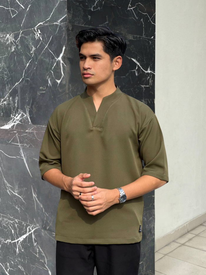 KURTA "V" SILANG-OLIVE GREEN