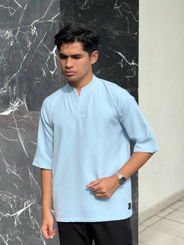 KURTA "V" SILANG-BABY BLUE