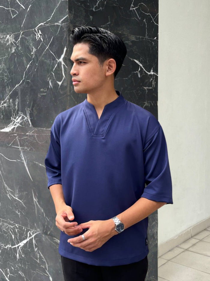 KURTA "V" SILANG-NAVY BLUE