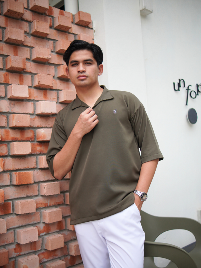 KURTA COLLAR CASUAL DAILY WEAR (OLIVE GREEN)