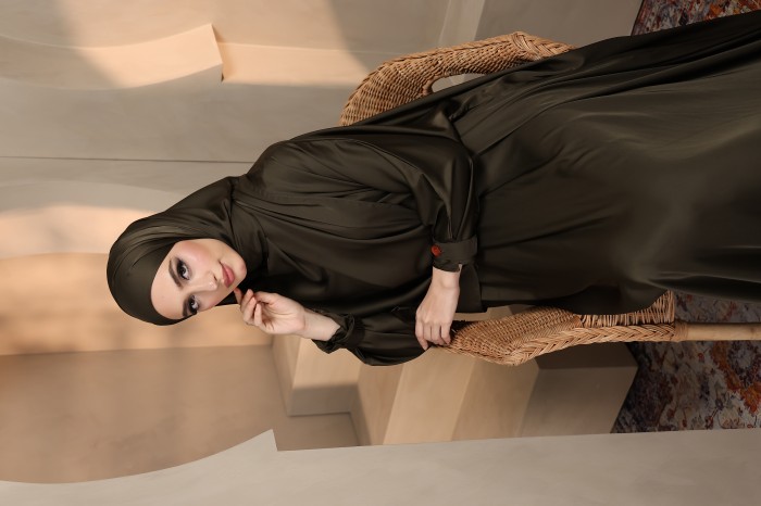 ANANDA SILKY ABAYA (OLIVE GREEN)