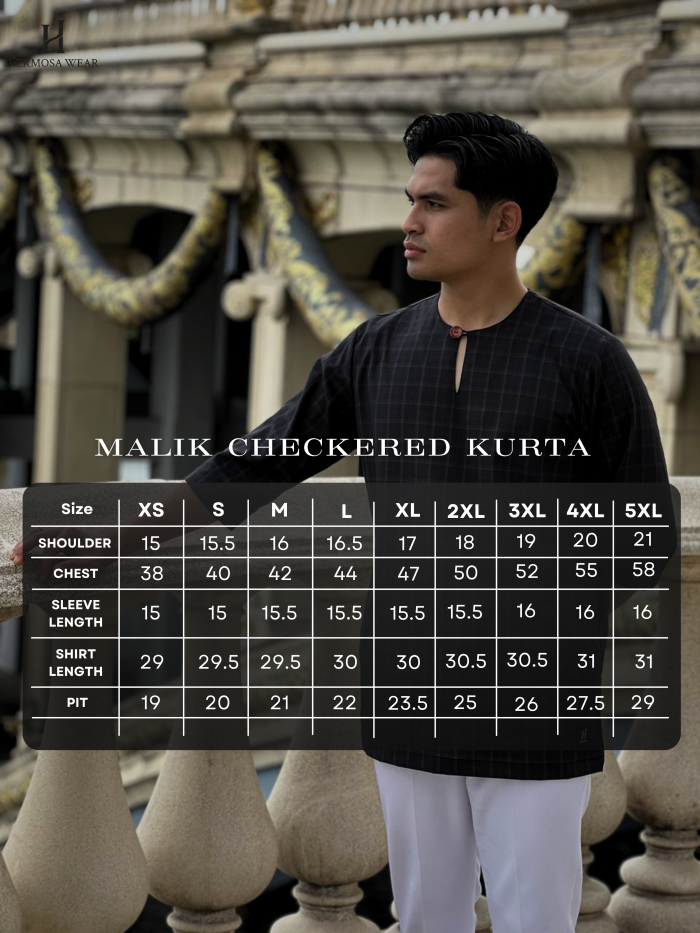 MALIK CHECKERED KURTA 2024 - BLACK