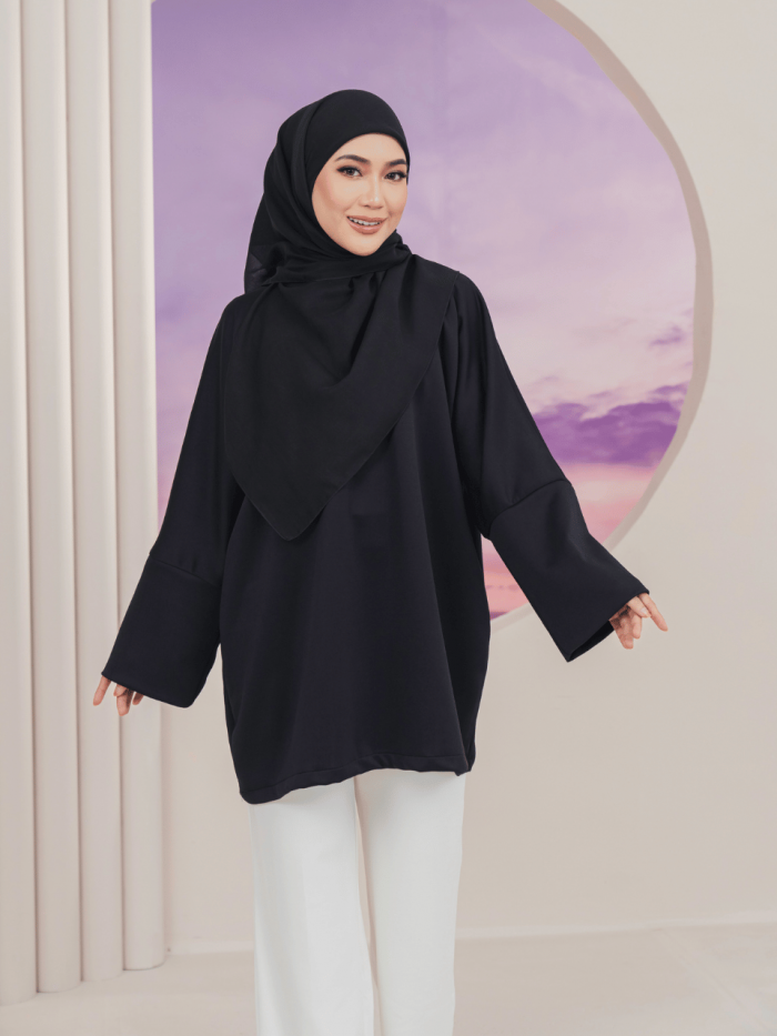 ELARA IRONLESS TUNIC - BLACK